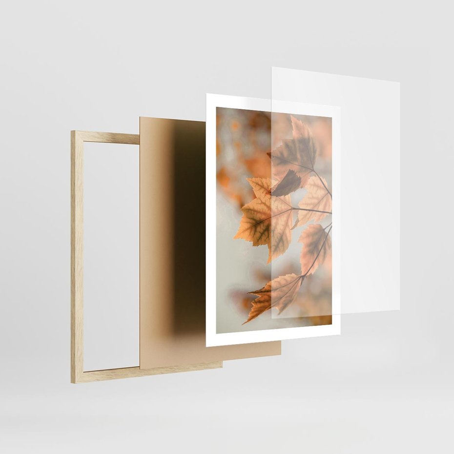 Plakat w ramie 50x70 - Magia Jesieni - liście, jesień - rama drewno