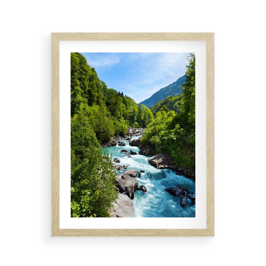 Plakat w ramie 40x50 - Górski strumyk - strumyk, góry - rama drewno