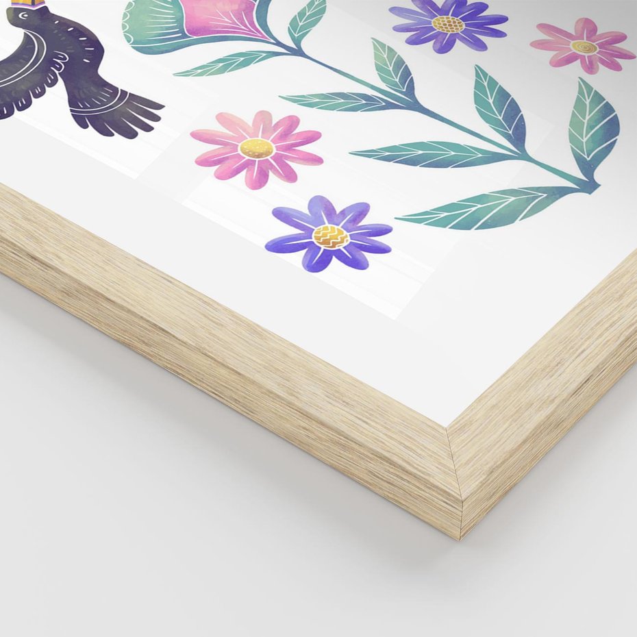 Plakat w ramie 40x50 - Przenikająca Dżungla - boho plakat, tukany - rama drewno