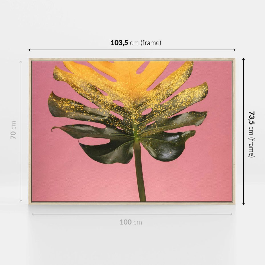 Obraz w ramie 100x70 - Majestatyczna monstera - monstera, liść - rama drewno