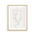 Plakat w ramie 30x40 - Jedna Linia, Dwie Twarze - minimalistyczny plakat, dwie twarze - rama drewno