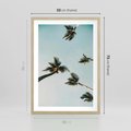 Plakat w ramie 50x70 - Palmy i Niebo - palmy, ujęcie z dołu - rama drewno