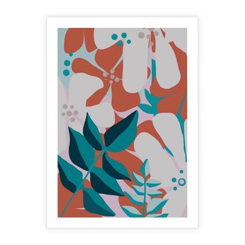 Plakat bez ramy 40x50 - Harmonijne Formy - abstrakcyjna kompozycja kwiatowych form, kolor zgaszone