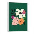 Obraz w ramie 80x120 - Rozbijające Echa - abstrakcyjne kwiaty, zielone tło - rama biała