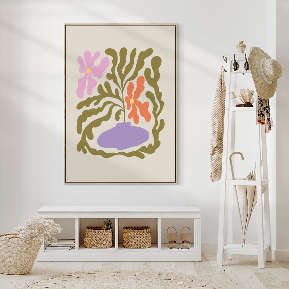 Obraz w ramie 50x70 - Kolorowe Echa - kwiaty, abstrakcja - rama drewno