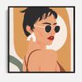 Obraz w ramie 50x50 - Kobieca Przenikliwość - nowoczesny plakat, styl retro - rama czarna