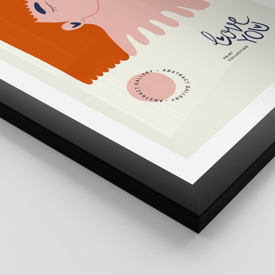 Plakat w ramie 40x50 - Rondo melancholii - para zakochanych, graficzny obraz - rama czarna