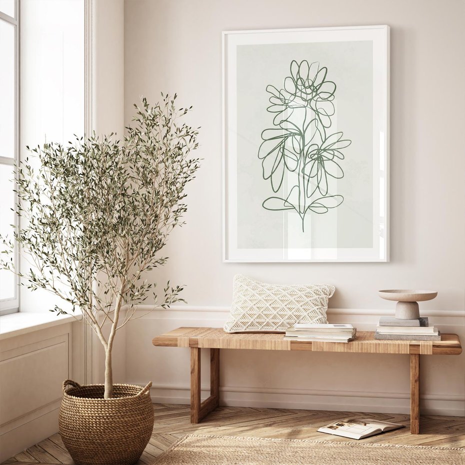 Plakat bez ramy 21x30 - Spokojne Poddanie Naturze - zielony plakat, roślinne inspiracje