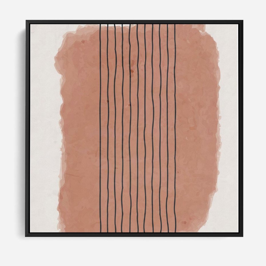 Obraz w ramie 50x50 - Rozmyte Widzenia - abstrakcyjna akwarelowa plama, nieregularne kreski - rama czarna