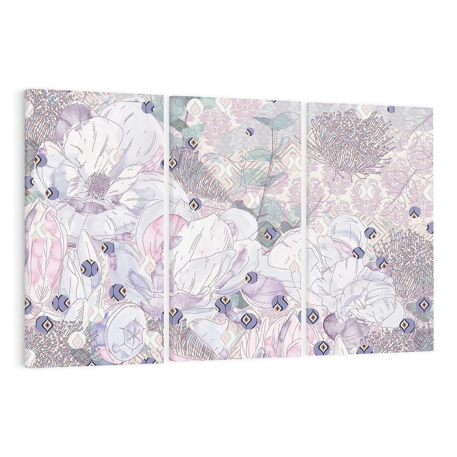 Obraz na płótnie 120x80 - Malowane oddechy istnienia - pomieszane tekstury, kwiatowe elementy