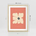 Plakat w ramie 30x40 - Malowane Kolorowe Echa - minimalistyczna grafika, biały kwiat na różowym tle - rama drewno