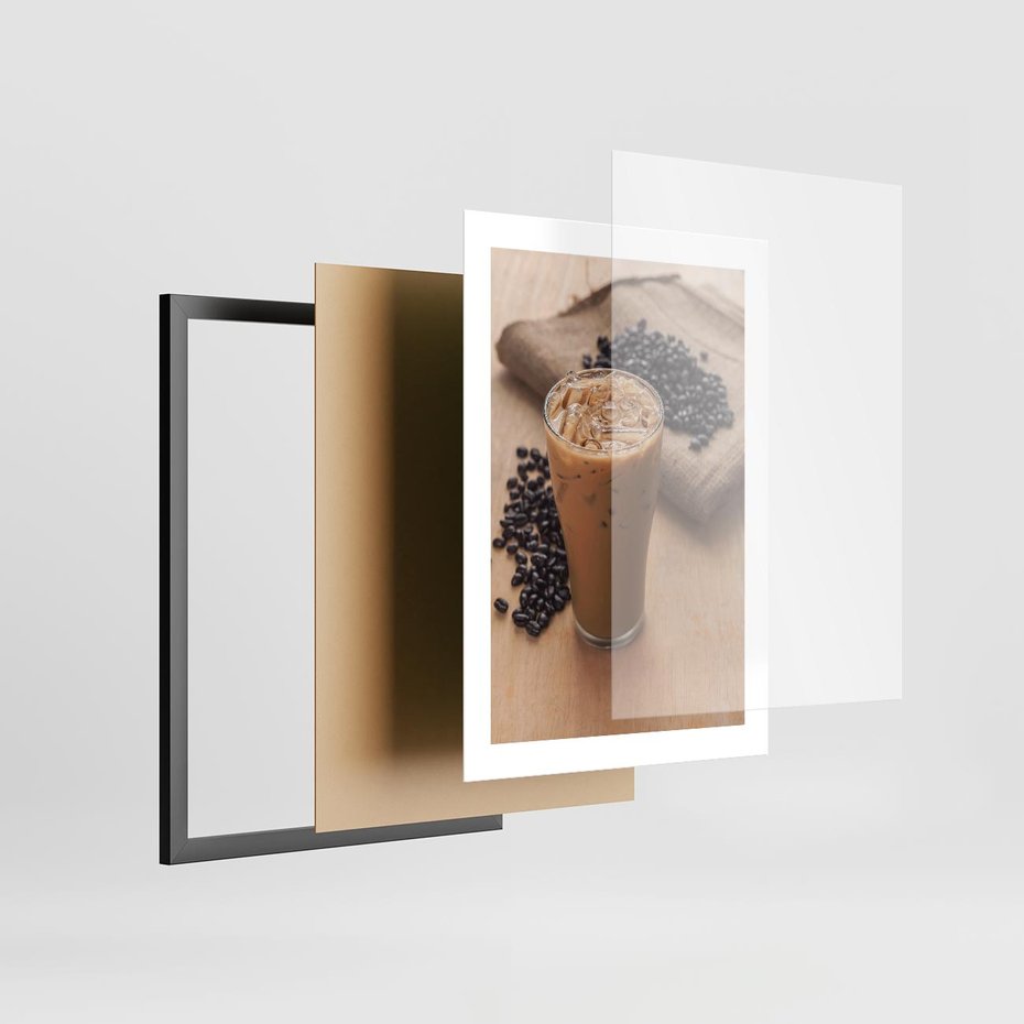 Plakat w ramie 30x40 - Kawa ice coffee: orzeźwiający napój - kawa, ice - rama czarna