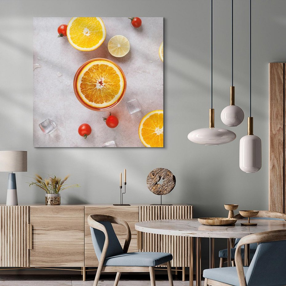 Obraz na płótnie 40x40 - Cytryny i Pomarańcze - Owoce Letniego Słońca - cytryny, pomarańcze