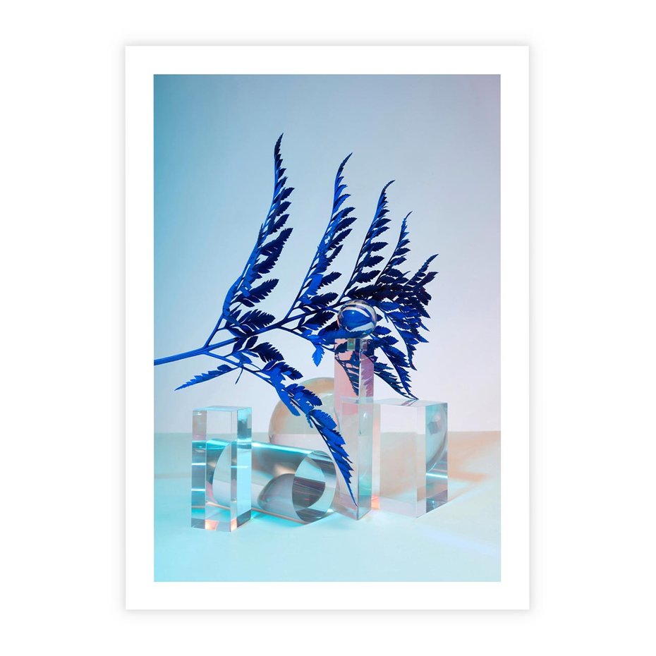 Plakat bez ramy 30x40 - Intensywny Kolor Natury - liście, kobalt