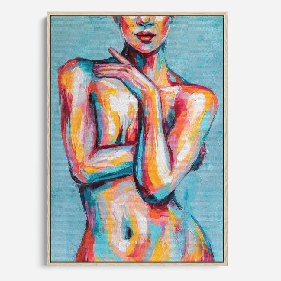 Obraz w ramie 70x100 - Nagie Natchnienie - obraz olejny, naga kobieta - rama drewno