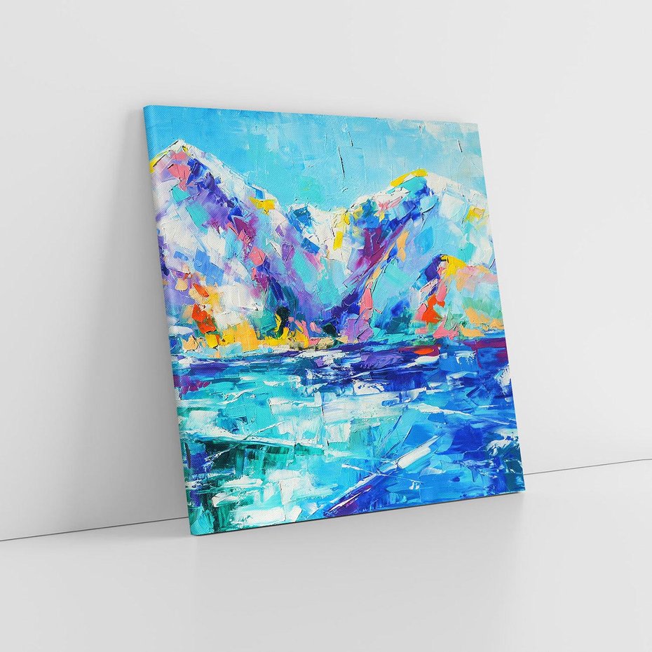 Obraz na płótnie 40x40 - Mistyka Górskich Marzeń - abstrakcja, pejzaż gór