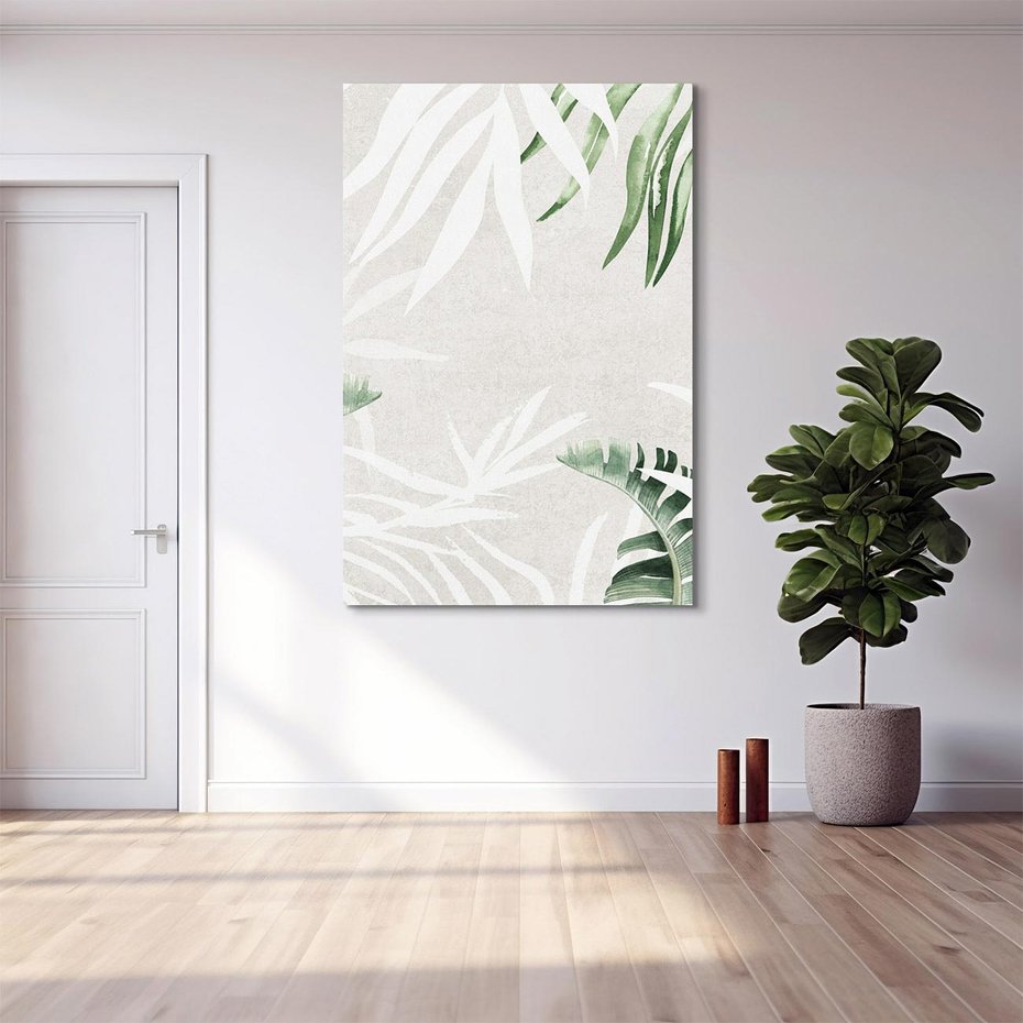 Obraz na płótnie 80x120 - Zielony Raj - monstera, palmy