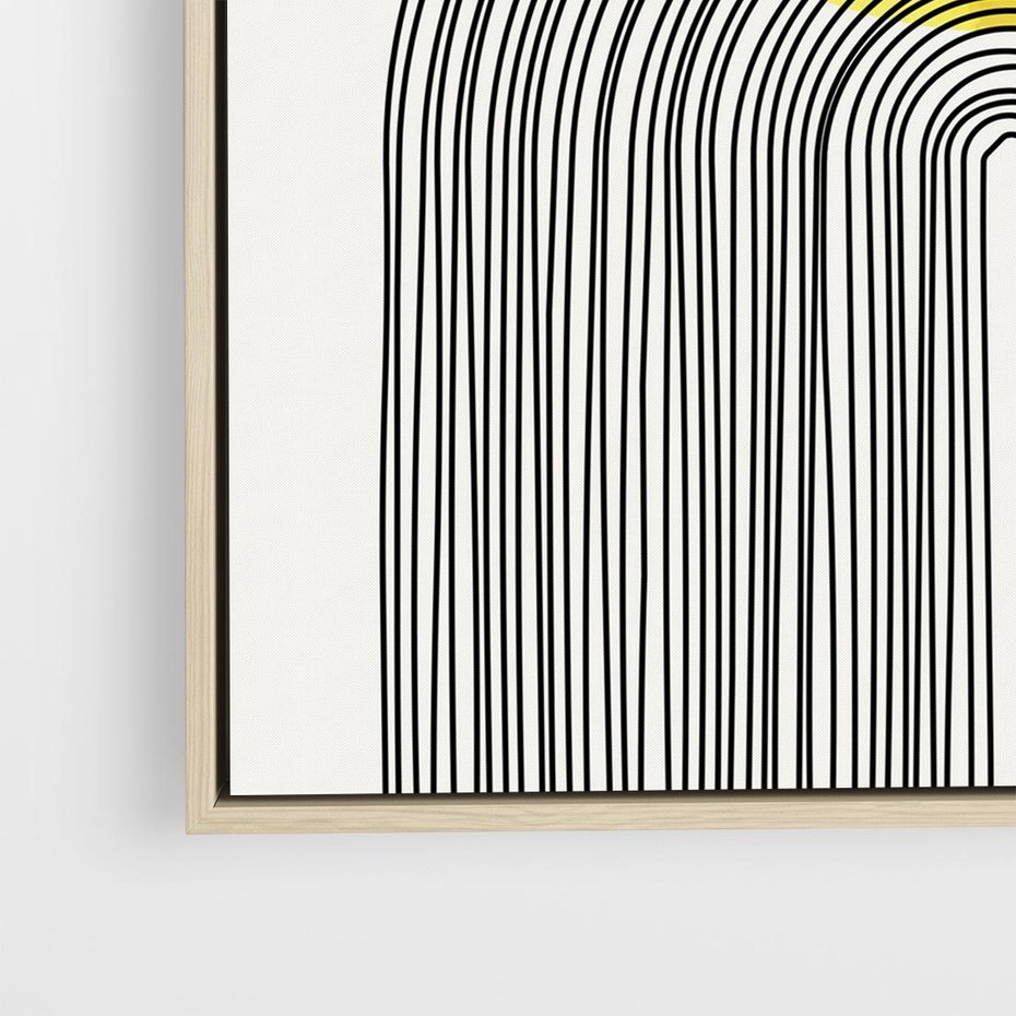 Obraz w ramie 50x50 - Słoneczne Odbicia - geometria, żółte koło - rama drewno