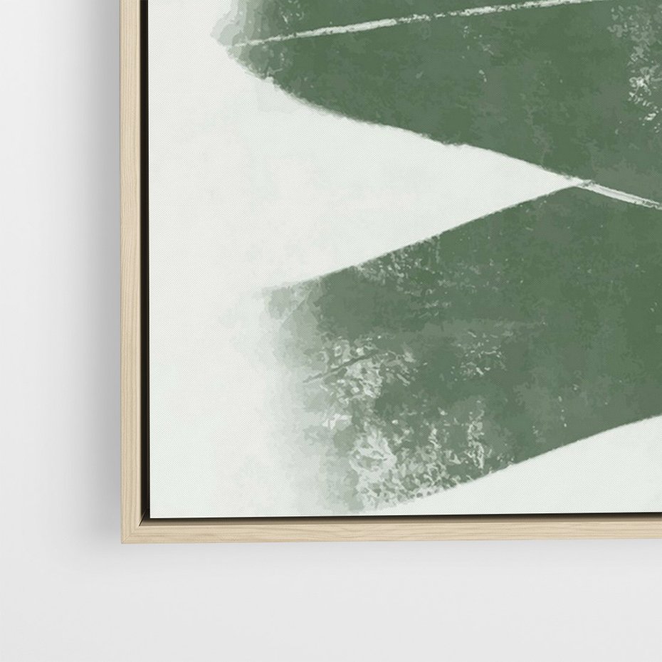 Obraz w ramie 50x70 - Zielone Refleksje - abstrakcja, zgaszony zielony kolor - rama drewno