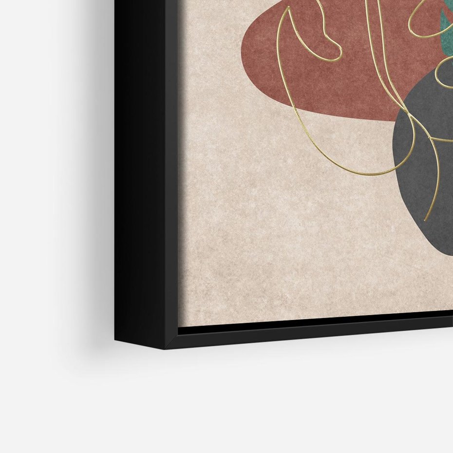 Obraz w ramie 50x50 - Akwarelowa Magia Liści - grafika, styl mid century - rama czarna