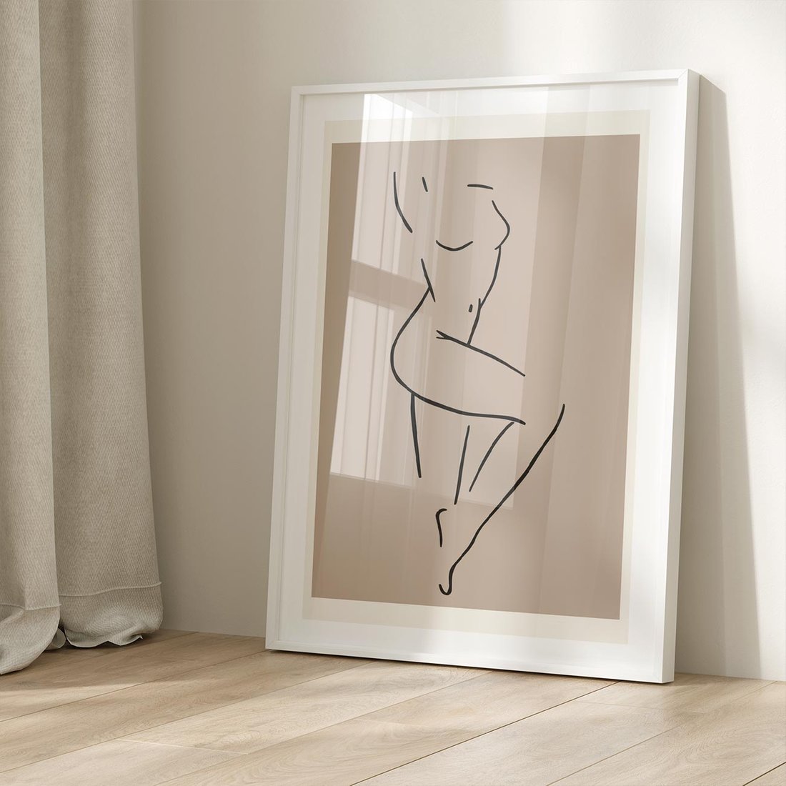 Plakat bez ramy 30x40 - Zanikająca Wyobraźnia - mnimalistyczny akt, beżowa tonacja