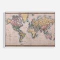 Obraz w ramie 70x50 - Światło Przeszłości - retro mapa świata, mapa - rama biała
