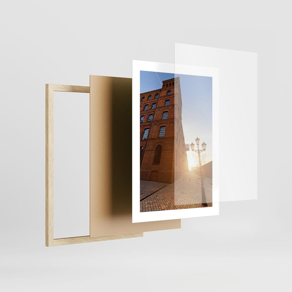 Plakat w ramie 30x40 - Perspektywa uliczki - uliczka, perspektywa - rama drewno