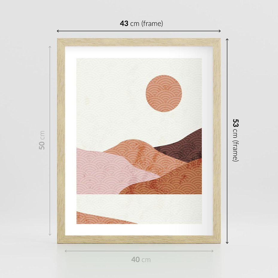 Plakat w ramie 40x50 - Górskie Wzory - nowoczesna sztuka, góry - rama drewno