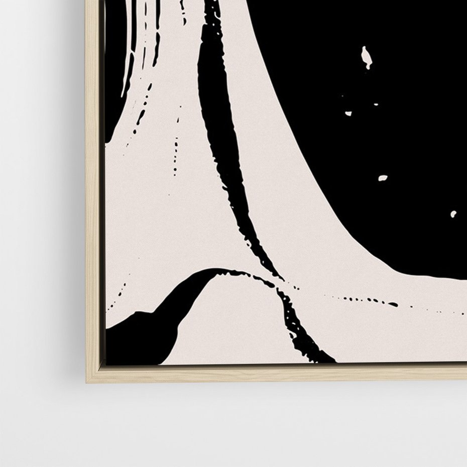 Obraz w ramie 80x120 - Wibracje w ciemnościach duszy - czarno biała abstrakcja, nieregularne rozmyte linie - rama drewno