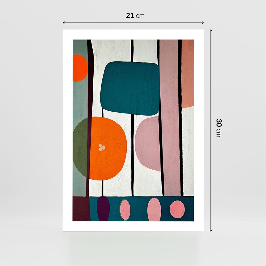 Plakat bez ramy 21x30 - Migotliwa Aura Serca - abstrakcyjny obraz olejny, dziwne formy