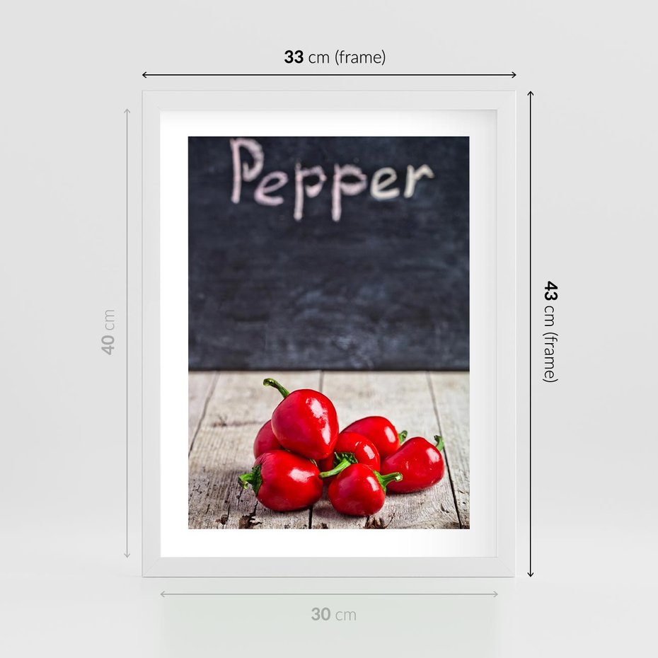 Plakat w ramie 30x40 - Eksploracja smaków - papryka, kuchnia - rama biała