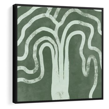 Obraz w ramie 50x50 - Inspirujące Zawiłości Zieleni - abstrakcyjny kształt, zielony plakat - rama czarna