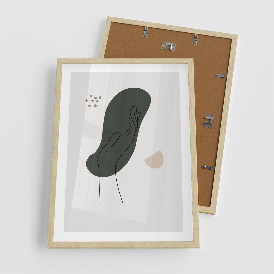 Plakat w ramie 50x70 - Tajemnicze Impulsy - szkic jedną linią, one lone - rama drewno