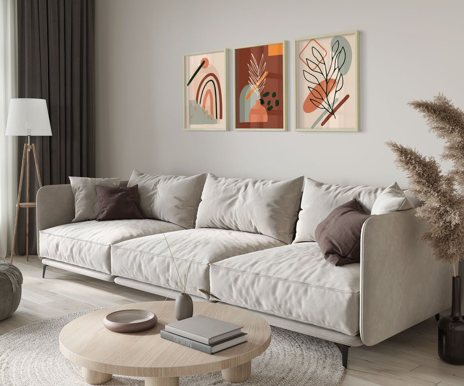 Zestaw obrazy w ramie 50x70 galeria - Boho, plakaty, do, salonu, sypialni - rama drewno