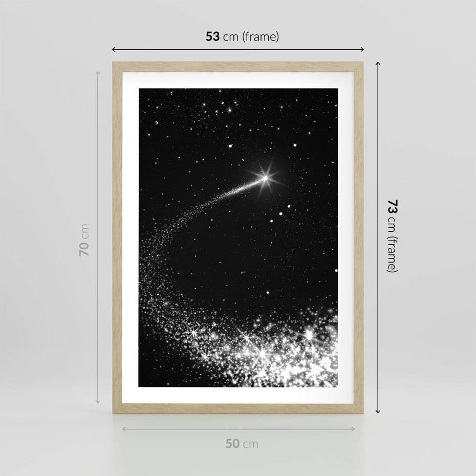 Plakat w ramie 50x70 - Kometa wśród gwiazd - kometa, gwiazdy - rama drewno
