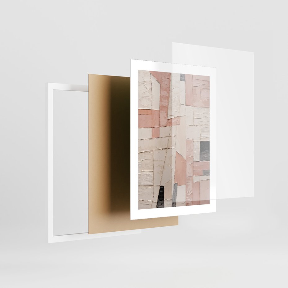 Zestaw obrazy w ramie 50x70 galeria - pastelowa, abstrakcja, olejny - rama biała