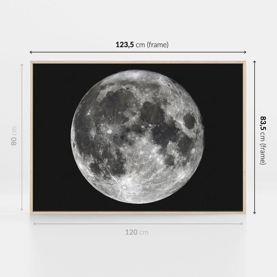 Obraz w ramie 120x80 - Księżycowa Aura - zdjęcie, ogromny księżyc na czarnym tle - rama drewno