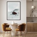 Plakat bez ramy 50x70 - Zimowa Magia - domek, śnieg