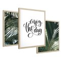 Zestaw obrazy w ramie 40x50 galeria - Palmy, pozytywe, myślenie - rama drewno