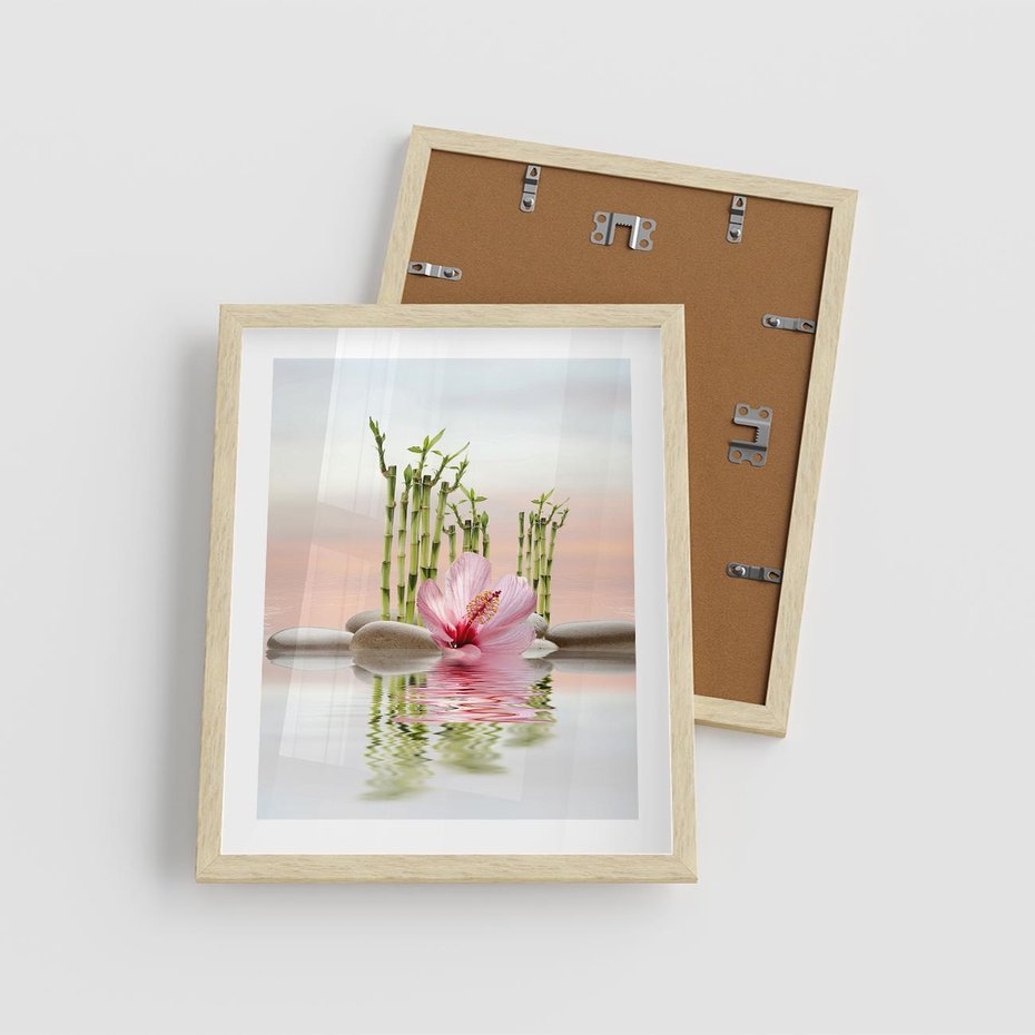 Plakat w ramie 40x50 - Harmonia i relaks - spa, bambus - rama drewno