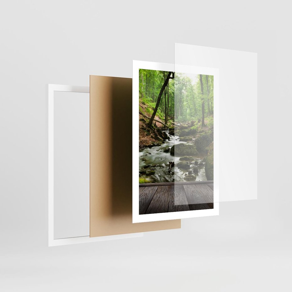 Plakat w ramie 50x70 - Strumyk w lesie - strumyk, w lesie - rama biała