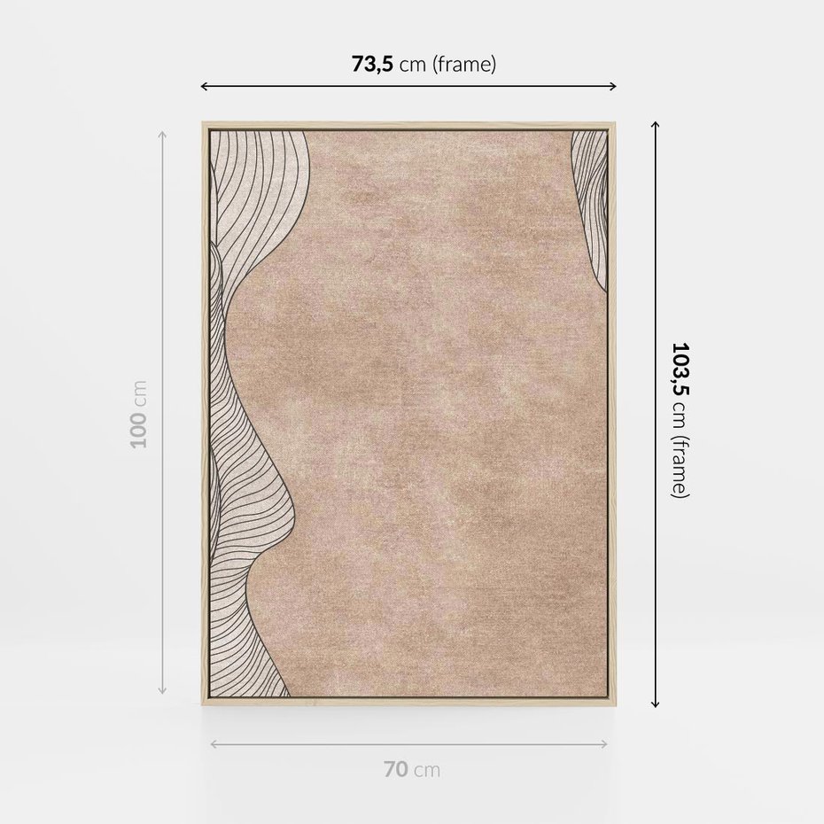 Obraz w ramie 70x100 - Symfonia uczuć i kształtów - delikatna kompozycja, falujące linie - rama drewno
