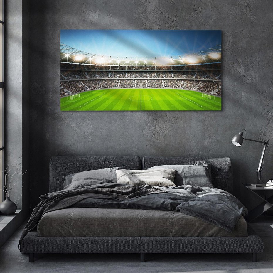 Obraz na płótnie 100x50 - Magia Piłkarskiego Stadionu: Sport i Emocje - stadion, piłka