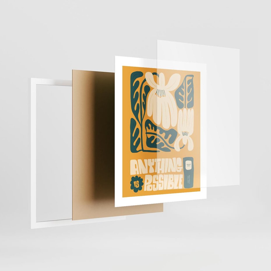 Plakat w ramie 40x50 - Impulsy Harmonii - kwiaty, nowoczesny plakat - rama biała