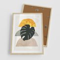 Plakat w ramie 50x70 - Monstera i Boho Elementy - grafika, boho klimat - rama drewno
