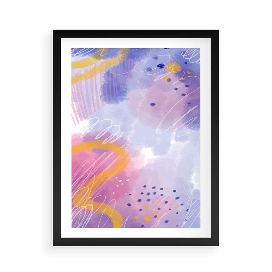 Plakat w ramie 50x70 - Migotliwe Wnętrza Kształtów - abstrakcyjny plakat, pastelowe kolory - rama czarna
