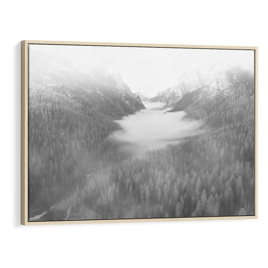 Obraz w ramie 120x80 - Szare Góry - zamglony krajobraz, las - rama drewno