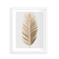Plakat w ramie 40x50 - Złoty blask palmowego liścia - złota, palma - rama biała