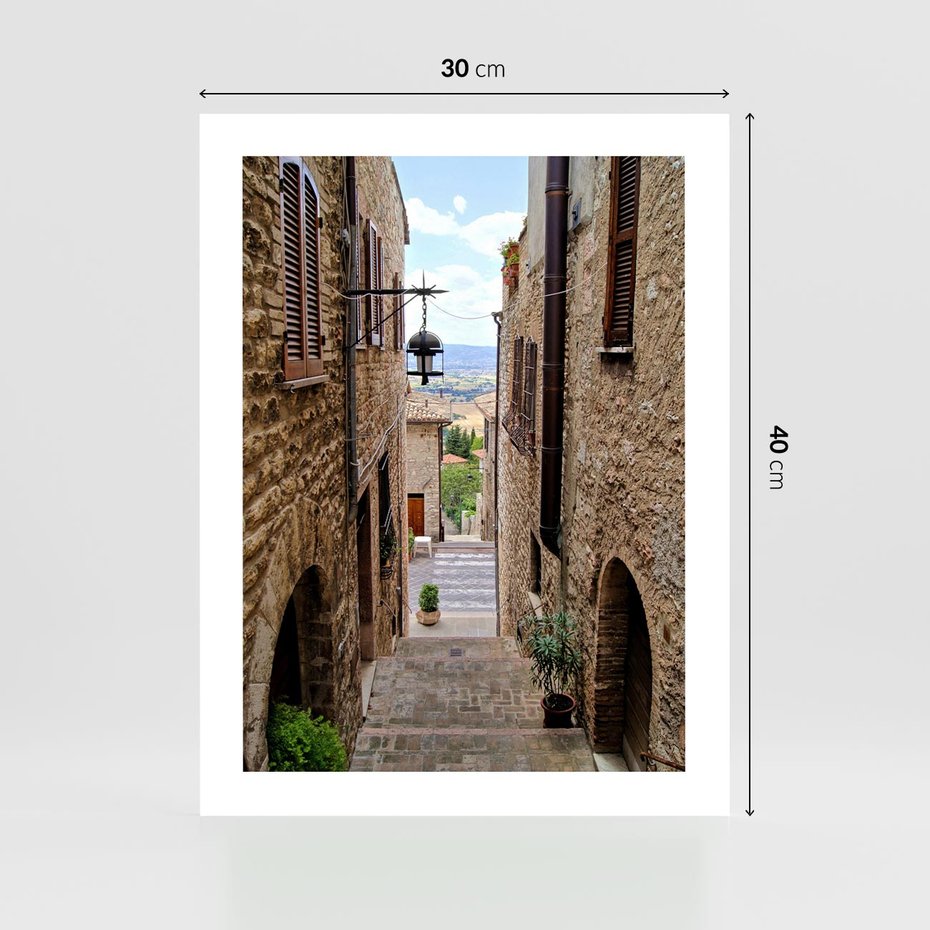 Plakat bez ramy 30x40 - Perspektywa malowniczej uliczki - uliczka, perspektywa