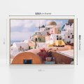 Obraz w ramie 120x80 - Błękit Morza i Białe Domki - Santorini, wyspa - rama drewno